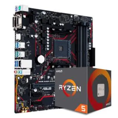 Kit Upgrade Placa Mãe Asus Prime B450M Gaming/BR AMD AM4 + PROCESSADOR AMD RYZEN 5 2600 3.4GHZ