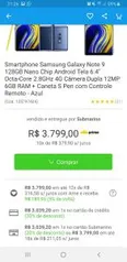 Smartphone Samsung Galaxy Note 9 128GB Nano Chip Android Tela 6.4" Octa-Core 2.8GHz 4G Câmera Dupla 12MP 6GB RAM R$3039