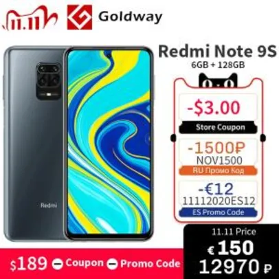 Xiaomi Redmi Note 9S 6gb/128 gb | R$1019