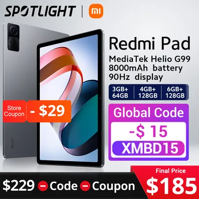 Xiaomi Redmi Pad Mi Tablet 6GB 128GB Mediatek Helio G99 90hz Versão Global