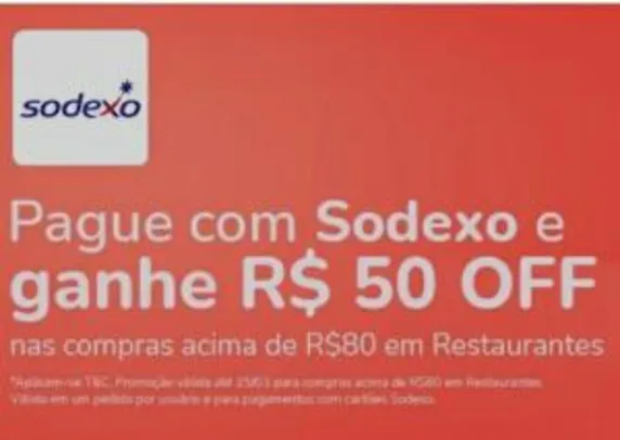 Rappi R$50 OFF pagando com Sodexo