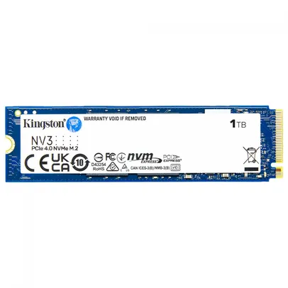 SSD Kingston NV3, 1TB, M.2 NVMe, 2280, PCIe 4.0, Leitura 6000MBs e Gravação 4000MBs, SNV3S/1000G