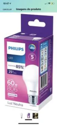 [PRIME] Lampada LED bulbo Philips, branco neutro 4000K, 9W, Bivolt, Base E27 | R$13