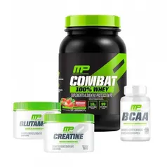 KIT WHEY + CREA + GLUTA + BCAA - MORANGO - MUSCLE PHARM