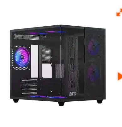 Gabinete Gamer DT3 Hyperflow, Mid Tower, Vidro Temperado, M-ATX, Black, Sem Fonte, Sem Fan