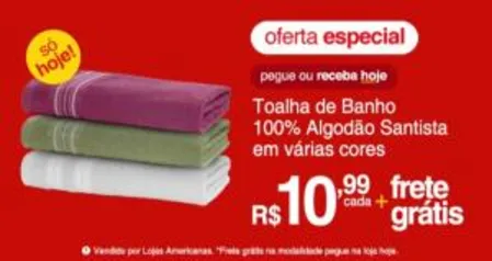 [APP] Toalha de banho 100% algodão santistas em várias cores - R$ 11