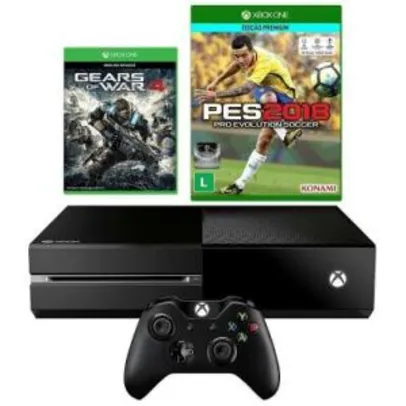 Console Xbox One 500GB + Gears of War 4 + PES 2018 - R$1199