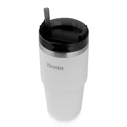 COPO TERMICO ZINNIA ZR120, 600ML, COM CANUDO, BRANCO, ZNC-ZR120-WH01