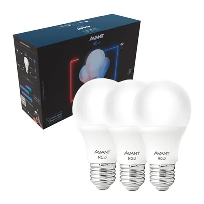 (R$ 21,00 cada) Kit Com 3 Lâmpadas Inteligentes LED Smart Wi-Fi Bulbo Pera NEO 10W Luz Dimerizável Amarela-Branca Base E27 Bivolt Avant