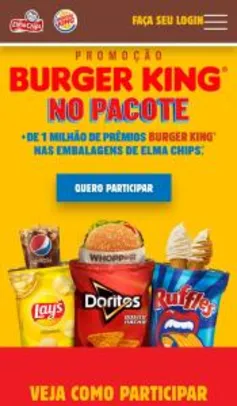 Promoção Compre Elma Chips ganhe Burger King
