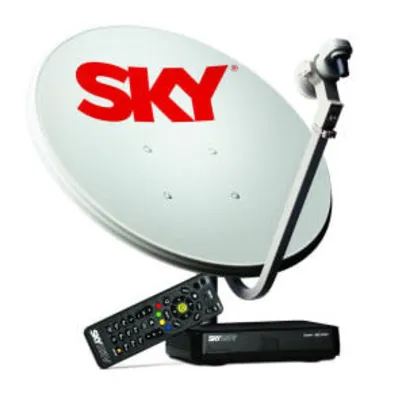 Kit de Antena Parabólica Sky 60 cm + Receptor Digital Sky Pré-Pago Flex HD. R$ 99,90