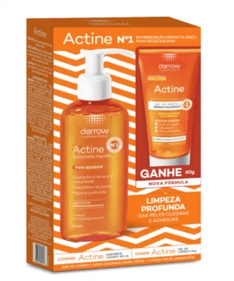 Kit Sabonete Líquido Facial Actine Pele Oleosa 140ml + Gel de Limpeza 60g Grátis