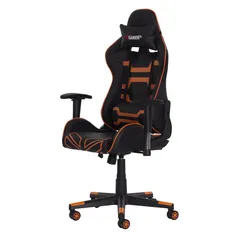 Cadeira Fx Gamer Reclinável 180º Giratória Preta Com Laranja Ajustável Função Relax Rodas Anti Risco