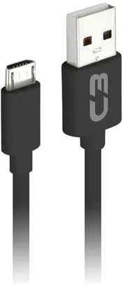 [PRIME] Cabo USB-Micro USB C3Plus CB-M20BK 2M Preto - Compatível com Android USB-Micro Corrente 2A | R$ 8