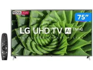 Smart TV LG 4k 75 AI ThinQ UN8000 com HDR 4 HDMI | R$5599