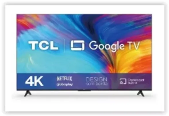 Smart TV TCL 55 Polegadas LED 4K UHD, Google TV, 3 HDMI, 1 USB, Wi-Fi, Bluetooth, HDR, Google Assistente, Preto - 55P635