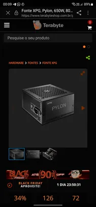 Fonte XPG, Pylon, 650W, 80 Plus Bronze, PFC Ativo, 75260163