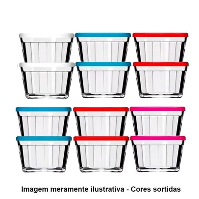 Tigela de Vidro Americano 4010 600ml 12 Peças Cores Sortidas Grande - Nadir