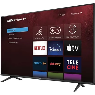 Smart TV Semp Roku LED 50” Rk8500 4k UHD HDR Wi-Fi Dual Band 4 HDMI 1 usb Com Controle por Aplicativo