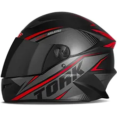 Capacete Moto R8 Pro Tork Fechado 58 Preto/Vermelho Viseira Fumê