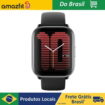 [R$491 Moedas/ BR] Amazfit Active 42mm Smart Watch com GPS, chamadas Bluetooth e música, bateria de 14 dias, display AMOLED de 1,75