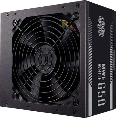 Fonte Cooler Master MWE 650W, 80 Plus White, PFC Ativo, MPE-6501-ACAAW | R$ 289