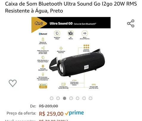 Caixa de som Sound Go | R$260