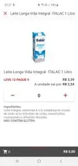 [CLUBE EXTRA] Leite Italac Integral 1L | R$3