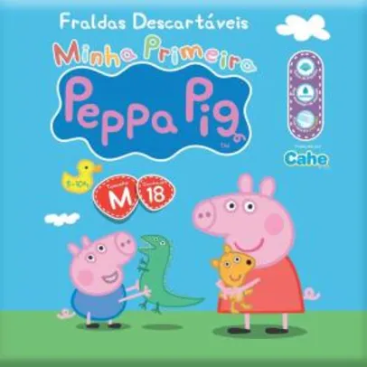 (PRIME) Fralda Prática, Peppa Pig, M, Pacote de 18