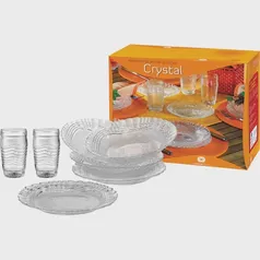 (AME) Aparelho de Jantar 16 Peças de Vidro 2642 Crystal Wheaton