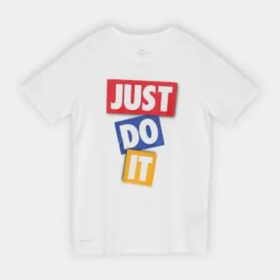 Camiseta Infantil Nike B Dry Dfc Jdi Tape Masculina - Branco e Vermelho R$40