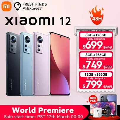 Smartphone Xiaomi 12 NFC 5G - 8GB+128GB | Versão Global | Lançamento