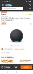 Smart Home Echo Dot Amazon Alexa, 4 Geração, Preto