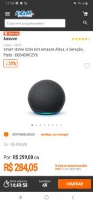 Smart Home Echo Dot Amazon Alexa, 4 Geração, Preto
