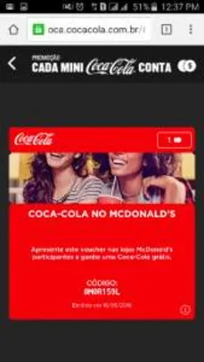 [Coca-Cola] Coca-Cola grátis no McDonald's Grátis