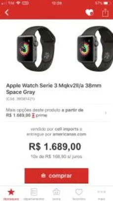 Apple Watch série 3 / 38mm Space Gray