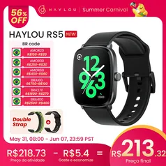 Relógio Inteligente HAYLOU RS5 com Tela AMOLED de 2,01", a Prova D'Água e Ligações por Bluetooth