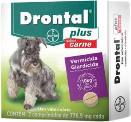 Saindo por R$ 29: Vermífugo Bayer Drontal Plus Vermífugo para Cães de até 10kg - 2 Comprimidos Sabor Carne | Pelando