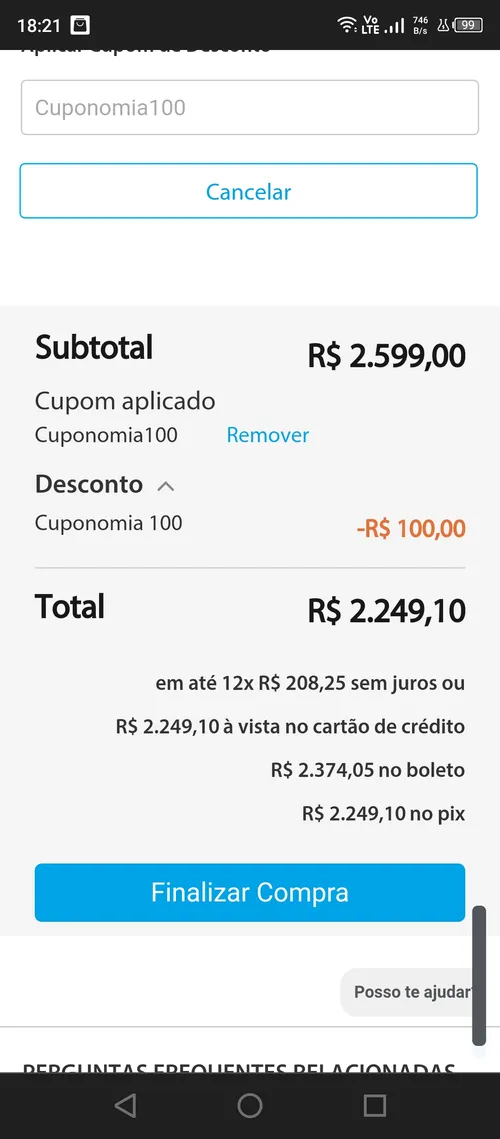 Imagem na descrição da promoção