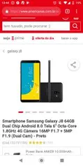 Smartphone Samsung Galaxy J8 64GB Dual Chip Android 8.0 Tela 6" Octa-Core 1.8GHz 4G Câmera 16MP F1.7 + 5MP F1.9 (Dual Cam) - Preto R$1099