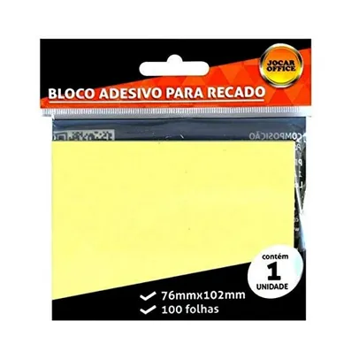 [Prime] Bloco Adesivo Para Recado Amarelo 102X76 | R$ 4