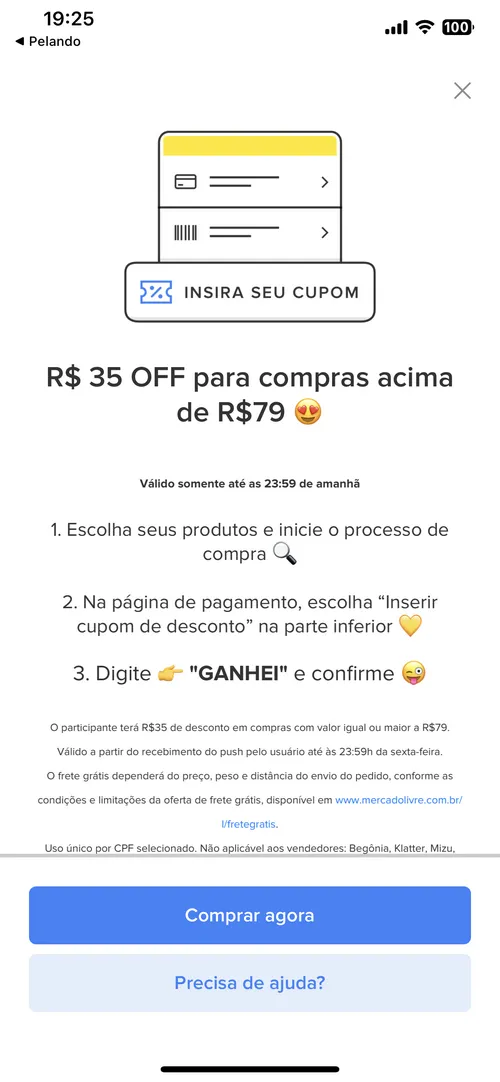 Imagem na descrição da promoção