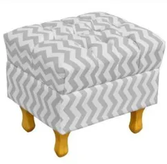 Puff Decorativo París Luis XV Capitone Zig Zag Cinza - Lymdecor R$129