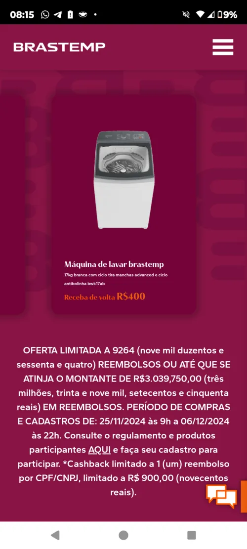 Imagem na descrição da promoção