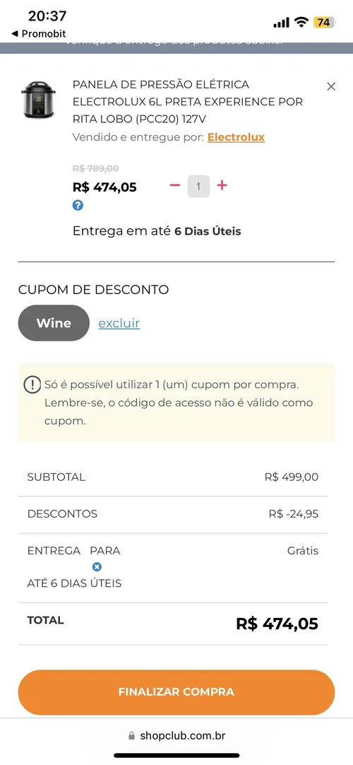 Imagem na descrição da promoção