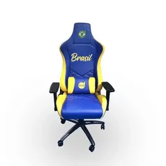 Cadeira Gamer Dazz Nations Brasil Com Apoio de Braço - Azul/Amarelo