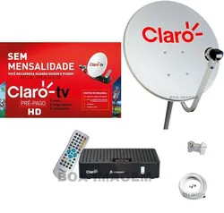 Kit Antena Parabólica 60 cm   com 1 Recepitor Claro HD Visiontec Digital 