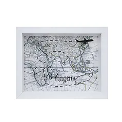 Quadro Cofre De Mesa Mapa Branco 15x20x4cm Kapos Branca 15x20x4 | R$22