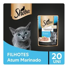 Kit Ração Úmida Sheba Sachê Cortes Selecionados Sabor Atum Marinado Para Gatos Filhotes 20x85g