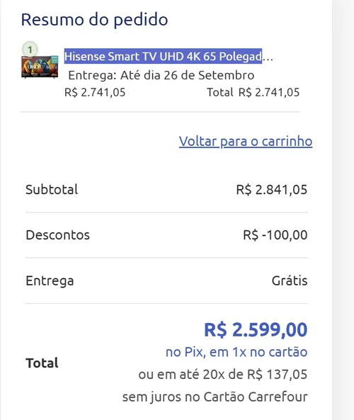 Imagem na descrição da promoção